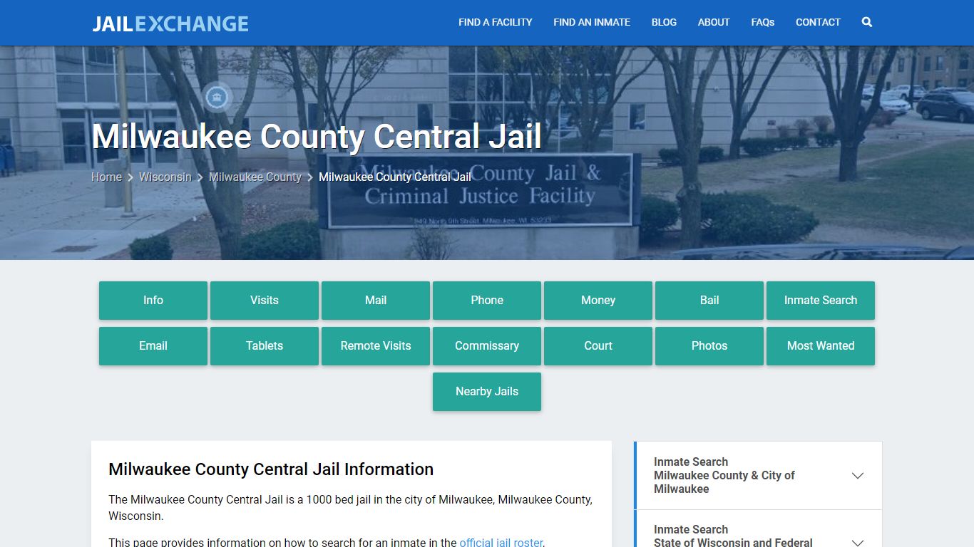 Milwaukee County Central Jail, WI Inmate Search, Information